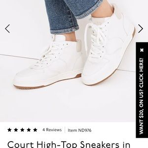 NEW Madewell Court Hi-Top Sneakers